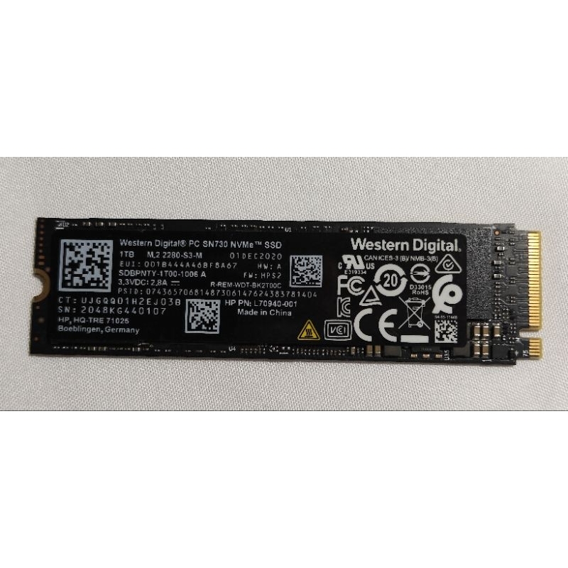 [二手] WD黑標 SN750 1TB  SSD M.2 GEN3X4，健康度98%，SN730、SN580、SN570