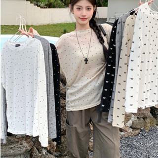 韓版寬鬆長袖透膚罩衫 女生t恤 防曬罩衫 薄長袖上衣女 長袖t恤 罩衫上衣 t恤女 oversize t恤 上衣女