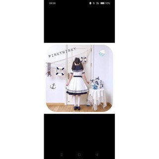 pinky winky deep blue OP 海軍風藍白洋裝