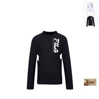 【FILA】男性 抗UV 吸濕排汗 長袖運動T恤-黑色 1TEX-5302-BK