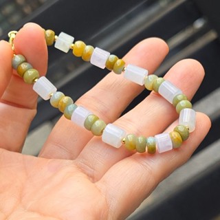 嗨，寶貝銀飾珠寶* 翡翠玉石☆925純銀鍍金 保證緬甸玉A貨 桶珠 冰糯種 白翡 黃翡 翡翠手鍊 珠鍊