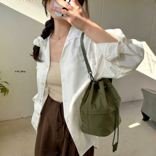 現貨/韓系簡約水桶包/防潑水輕量尼龍束口包/質感手提水桶包/肩揹包/側揹包/水桶包/3色