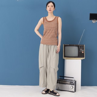 【MOSS CLUB】涼感認證膝蓋打褶錐形長褲 藍 黑 灰