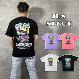 【JES】 韓國 質感 美式 街頭 塗鴉 潑漆 公仔 小熊 暴力熊 印花 涼感 彈性 透氣 時尚 潮流 情侶 短T