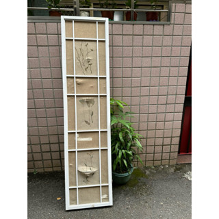 花心小舖二手品～白色木框五頁屏風，品相如照片