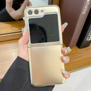 三星ZFlip6折疊手機殼 電鍍金色 Galaxy Z Flip 6 5 3 4手機保護殼 防摔 褶皺 素色 銀色 軟殼