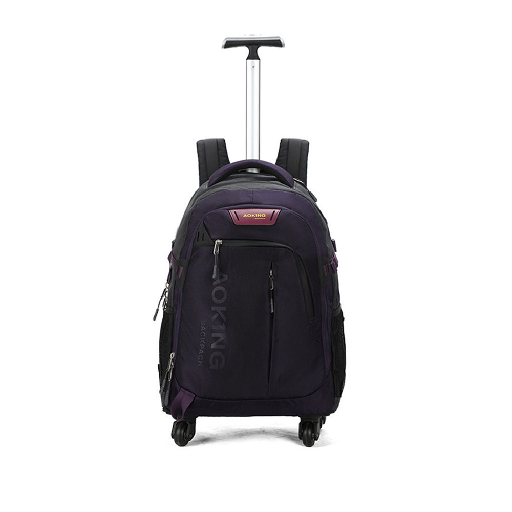 PUSH!旅遊休閒用品 拉桿雙肩背包 電腦包大容量輕型拉桿包 20L萬向輪書包 登機箱包 U57-2小號紫色