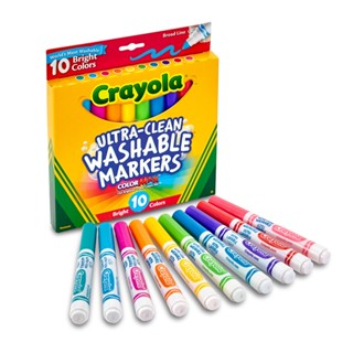 【美國繪兒樂crayola】可水洗粗錐頭粗桿 彩色筆10色 bright｜筆頭不開花 不縮頭 超強可水洗 幼兒可用