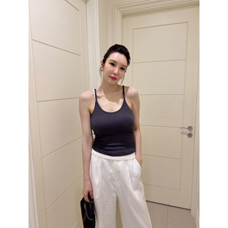 Candice lady 甜酷風美式工字Bra Top螺紋背心