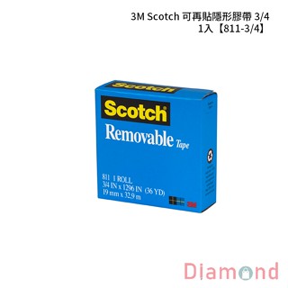 岱門文具 3M Scotch 可再貼隱形膠帶 3/4 1入 【811-3/4】