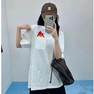 熱銷 刺繡logo 火苗口袋 短袖T恤 小火苗純棉短袖 寬鬆短袖 短Tee 移動城堡周邊 潮牌情侶款 純棉寬鬆版T恤