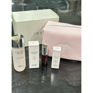 專櫃贈品 Dior迪奧 逆時能量精華10Ml+逆時能量奇肌霜5Ml+逆時能量精華露50Ml+極效賦活精萃7Ml +化妝包