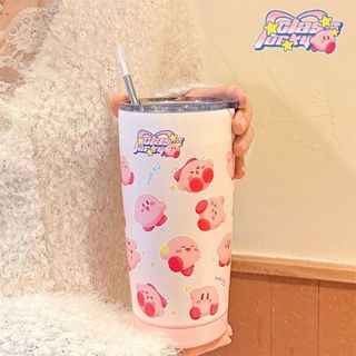 水杯【高顏值 吸管水杯】兩用星之卡比杯子水杯可愛吸管杯少女心食品級304不鏽鋼保溫杯