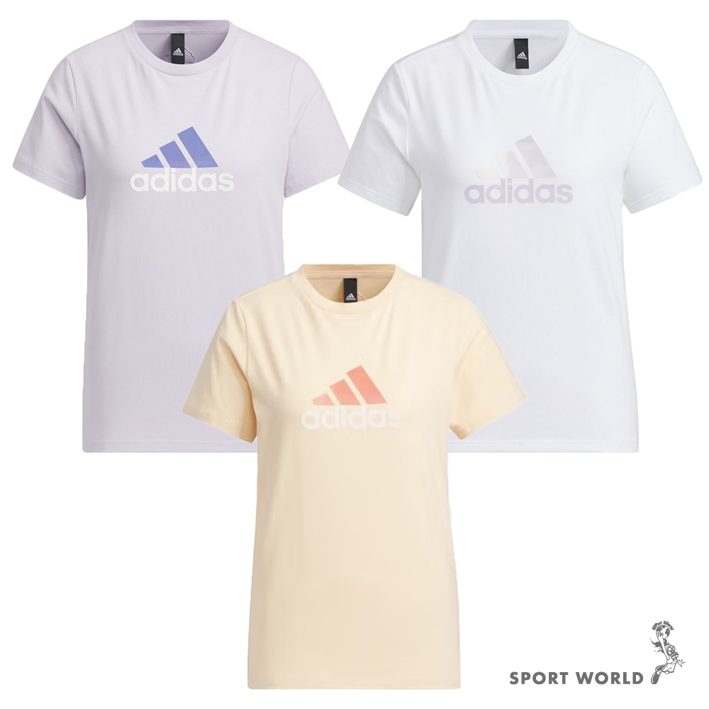 Adidas 短袖上衣 女裝 熱轉印Logo 棉 紫/白/橘【運動世界】IM8889/IZ3147/IM8890