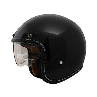 【THH】贈抗UV鏡片 安全帽 T-383A+ 黑 亮面 內建墨鏡 復古帽 半罩帽 3/4 383｜耀瑪騎士