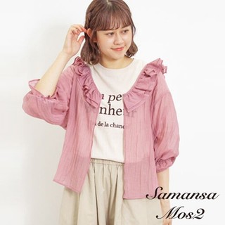 Samansa Mos2 立體感荷葉邊透膚縮口袖罩衫(FL43L0A0680)