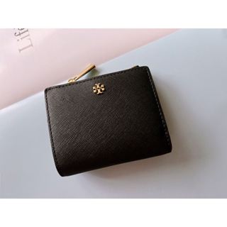 Tory Burch TB 防刮短夾 小皮夾 經典款 黑色 牛皮