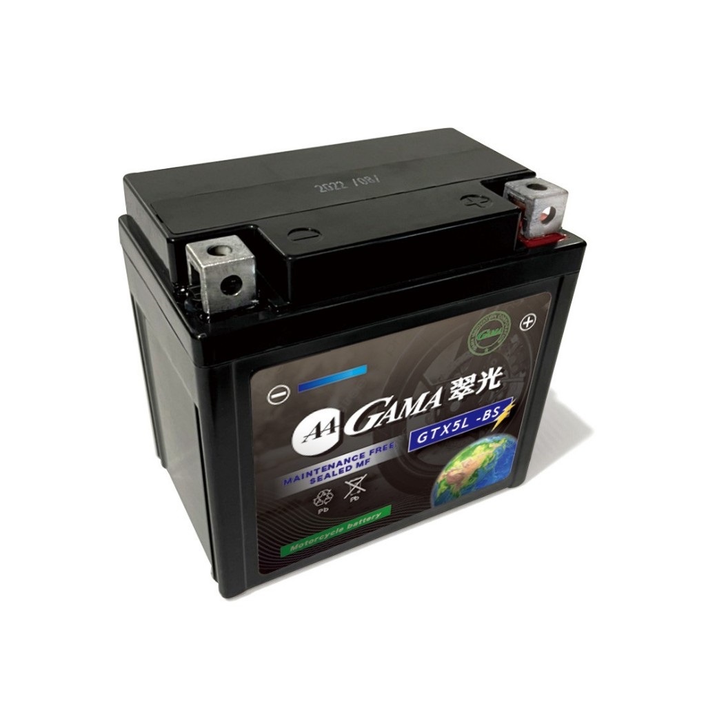 GAMA機車電池 GTX5L-BS【同YTX5L-BS】 5號電池 5號電瓶 免保養 AGM密閉型電池 鉛鈣合金 免加水