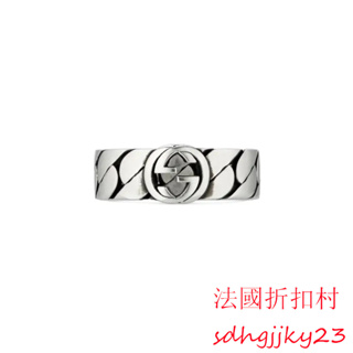 法國折扣村 GUCCI 古馳 24新品 Gucci Interlocking系列 寬版 戒指 661513