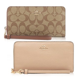 【全新福利品】COACH 經典LOGO皮革拉鍊手拿長夾 多款