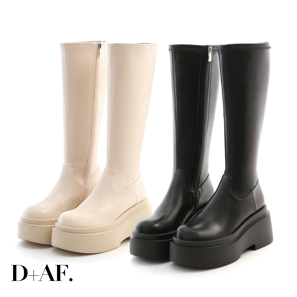 D+AF 長靴 靴子 [時髦大長腿Plus級加厚鬆糕底瘦瘦長靴] 2色 35-43號