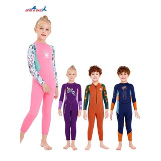 2mm-2.5mm兒童保暖防寒泳衣潛水衣女童連體加厚潛水服長袖長褲中小童浮潛衝浪衣短袖短褲游泳衣兒童泳裝