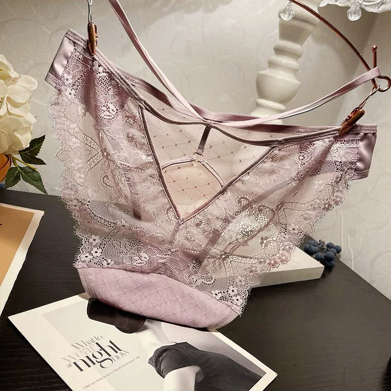 ZuoMi.Love [桑格莉]👠 法式蕾絲繫帶性感內褲 蕾絲 純棉襠 情趣 蕾絲包臀內褲 維多利亞的秘密 維密內褲