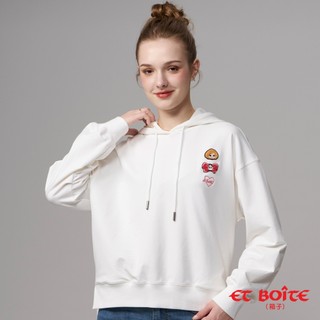 BLUE WAY ET BOiTE 箱子 - 女款 DORA徽章繡花連帽長TEE(白)