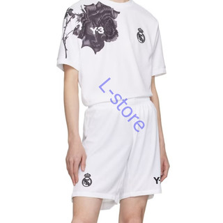L-store 正品現貨 特價 Adidas Y-3 x Real Madrid 經典 LOGO 白色刺繡短褲