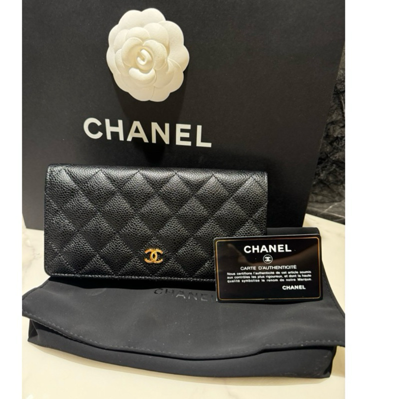 【醫生娘小舖】保證正品CHANEL 香奈兒 黑色 荔枝皮 經典長夾（全新）