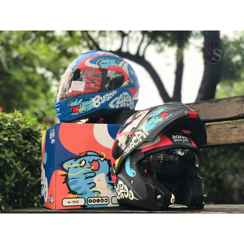 🔥超激🔥台南WS騎士用品 NIKKO 可樂帽 咖波聯名款 N902 902咖波 可掀式全罩 內墨鏡 平光藍 消光黑