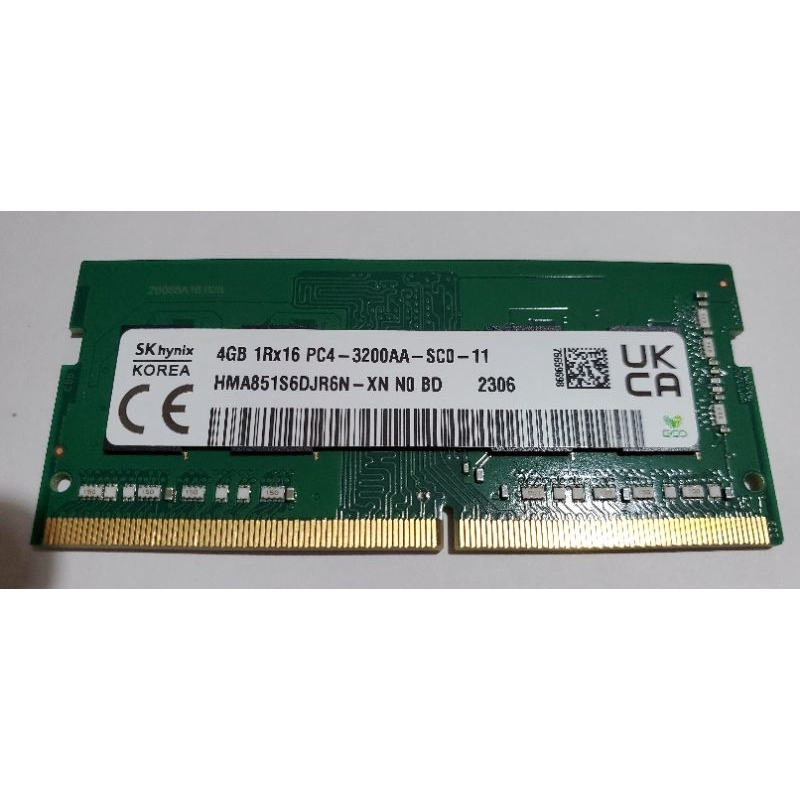 SK hynix 海力士 筆電記憶體 4GB DDR4-3200 新機記憶體，僅開機測試，隨即拆下。