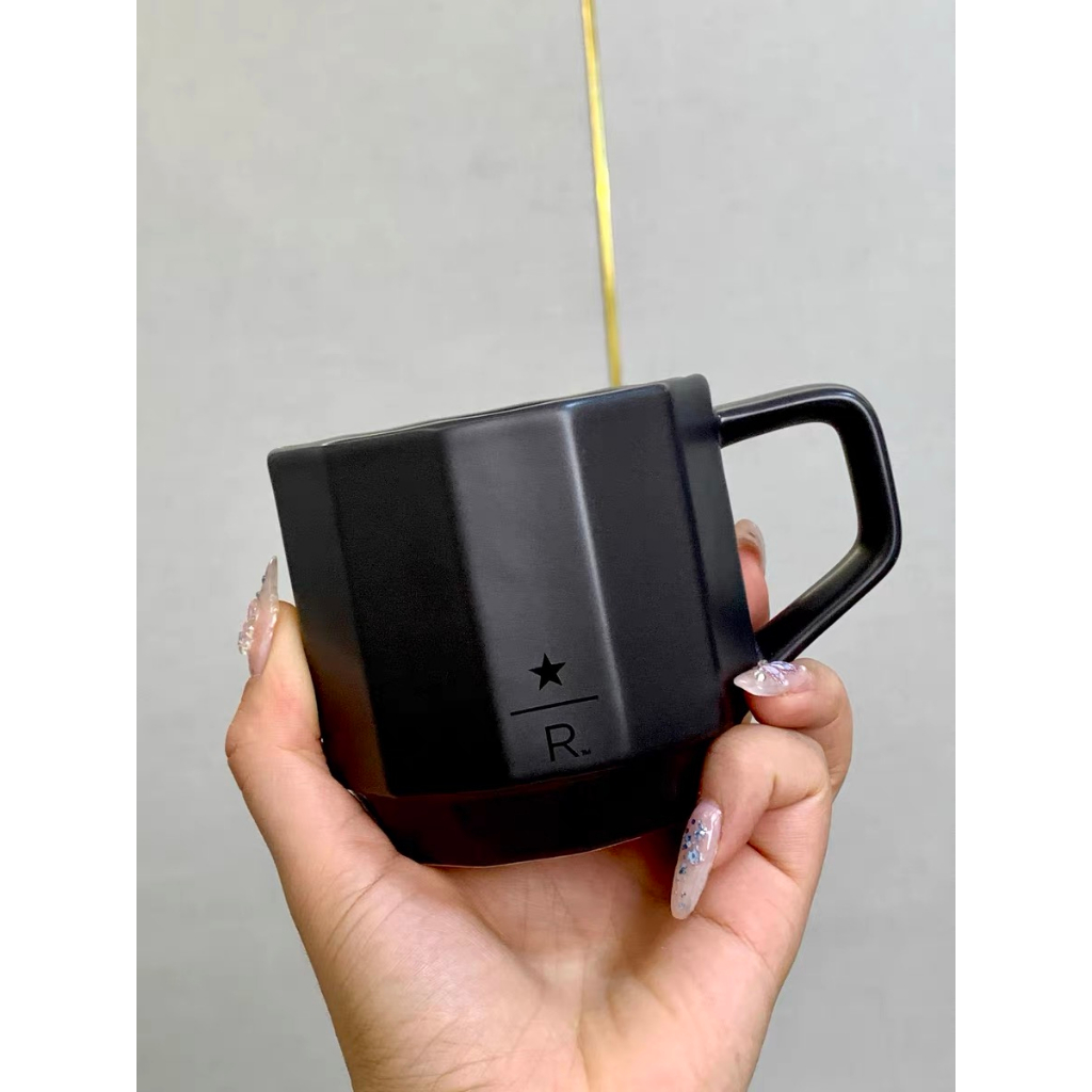 Starbucks官方正品！香港星巴克杯子350ml臻選黑色陶瓷馬克杯杯咖啡杯果汁珍奶茶奶昔茶水杯