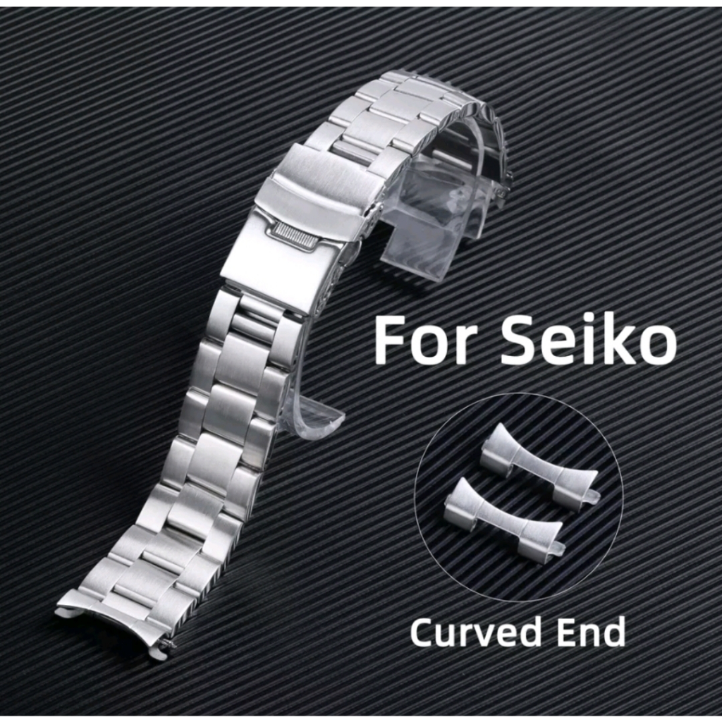 奢華不銹鋼錶帶弧口實心金屬錶帶適用於精工SEIKO SKX009 潛水錶帶20mm 水鬼 錶帶