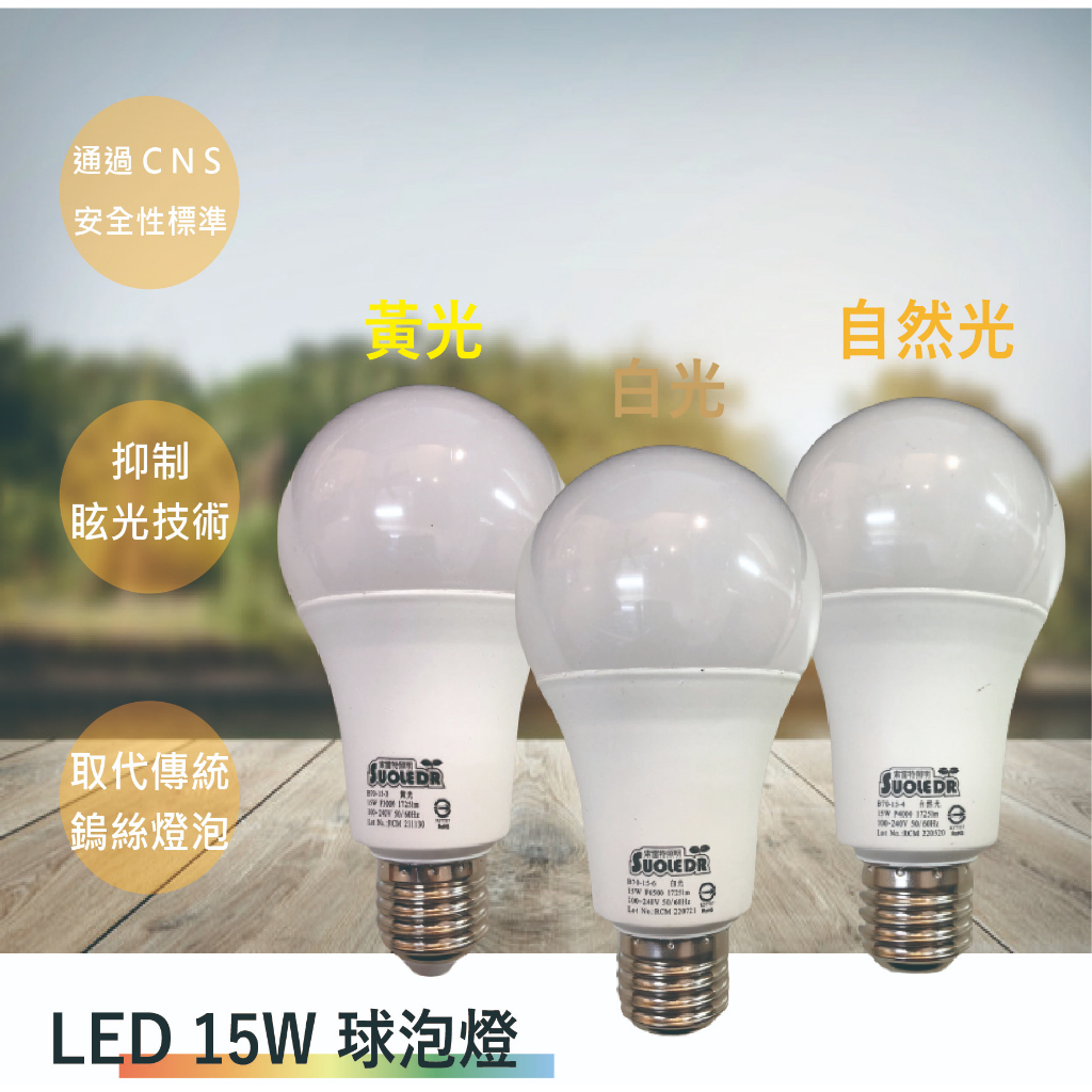 LED燈泡💡15W/CNS認證/E27燈頭用/高光效/胖吉猴(台灣製造-滿1500元以上送LED燈泡)
