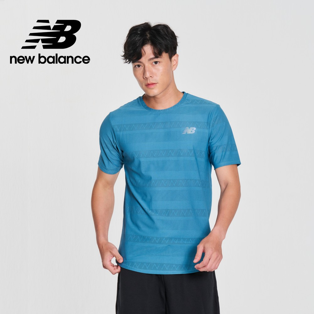 【New Balance】 NB 運動短袖上衣_男性_藍色_AMT13277SGD