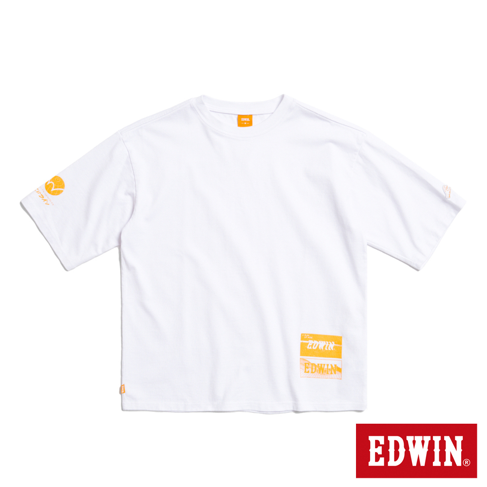 EDWIN 橘標 寬版橘印花短袖T恤(白色)-男款