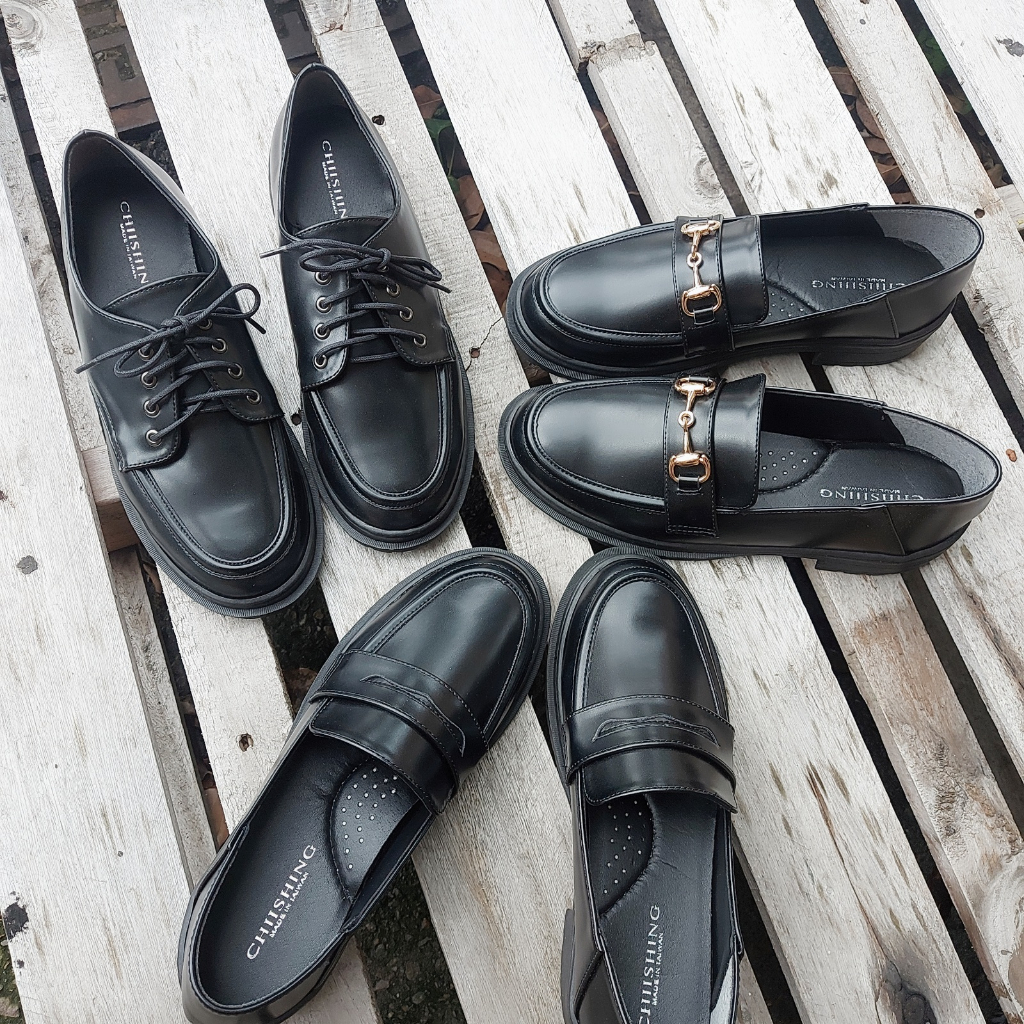 台灣製 全黑學生鞋 綁帶英倫學院風 軟墊皮鞋 尖頭鞋 樂福鞋 牛津鞋 黑色皮鞋 -IP shoes