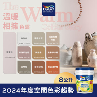 【Dulux得利】A986 全效合一竹炭乳膠漆 2024年度精選色系-溫暖相擁色盤 電腦調色（8公升裝）｜客製化調色漆