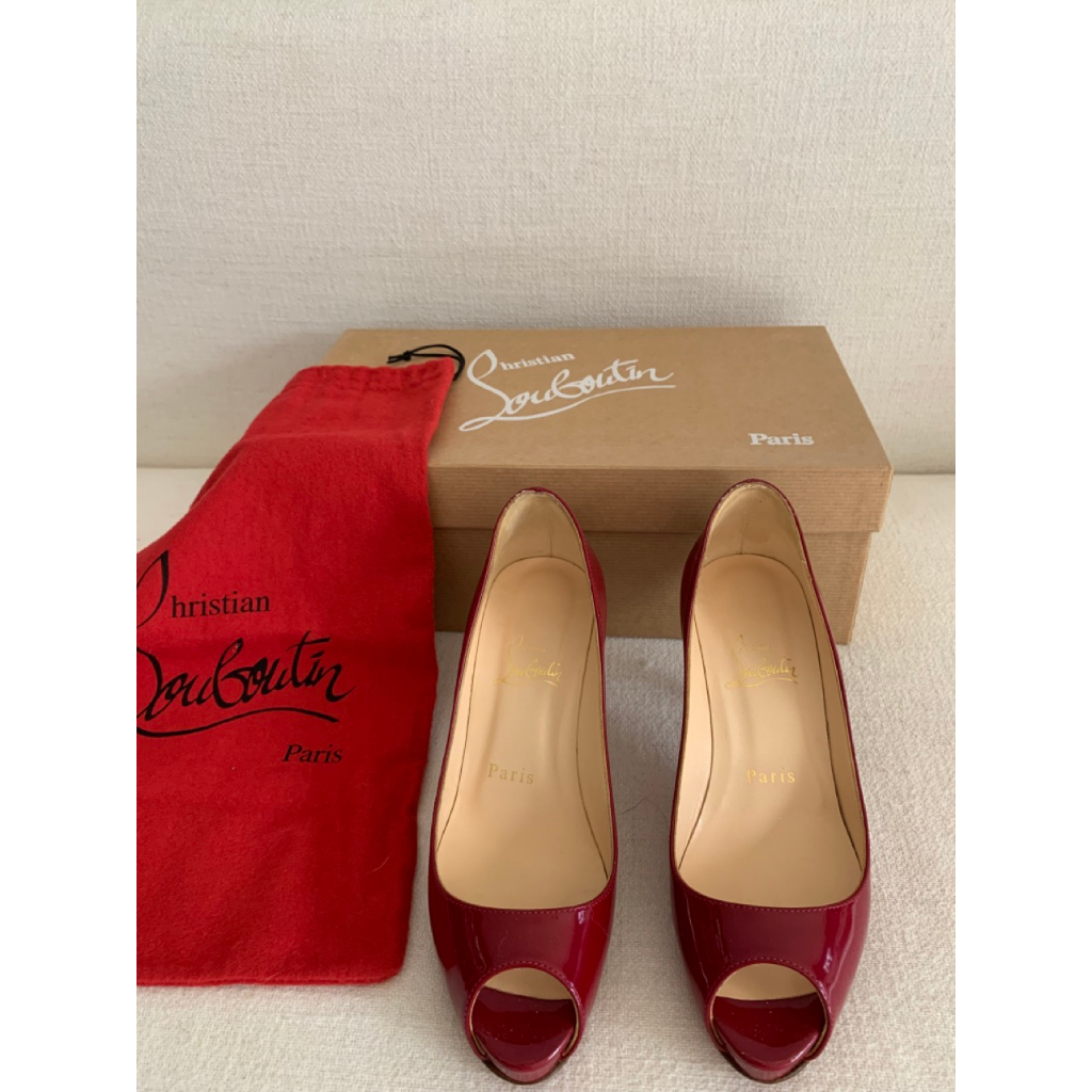 精品鞋 法國紅底鞋Christian Louboutin慾望城市凱莉派對必穿 莓紅色高跟魚口鞋 | EUR 35 | 全
