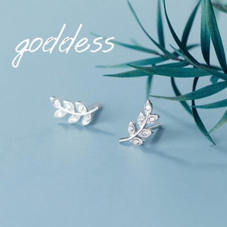 goddess飾品💜925純銀耳環 楓葉耳環 鑲鑽樹葉耳環 耳釘 女耳環 耳針 抗過敏耳環 耳飾 純銀耳針