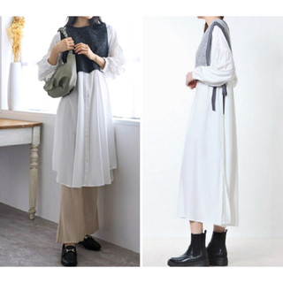 日本品牌 archives clear 全新正品 異素材 蓬袖 花呢 短版針織背心 洋裝 連身裙 襯衫 2款 特價 現貨