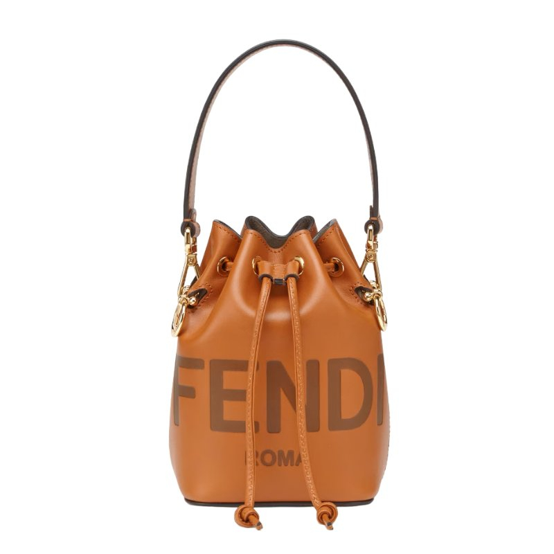 【FENDI 芬迪】Mon Tresor Mini 迷你 背帶可拆 水桶包 肩背包 棕色