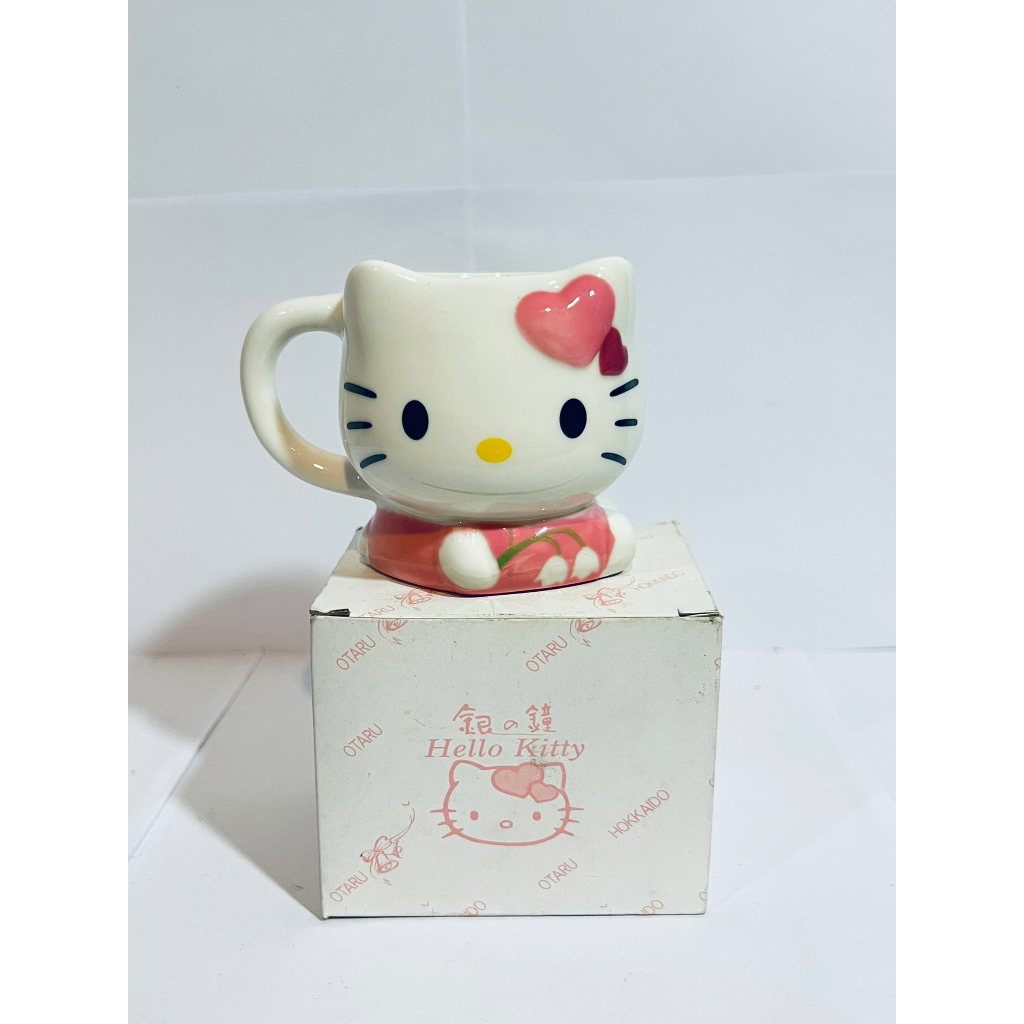 全新 北海道 日本限定 小樽銀之鐘咖啡杯 hello kitty 咖啡杯 粉紅色 現貨