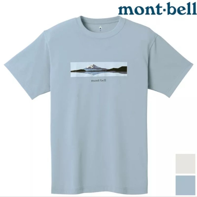 二手9.9成新 Mont-Bell Wickron 中性款 排汗衣/圓領短袖MT.FUJI-藍色