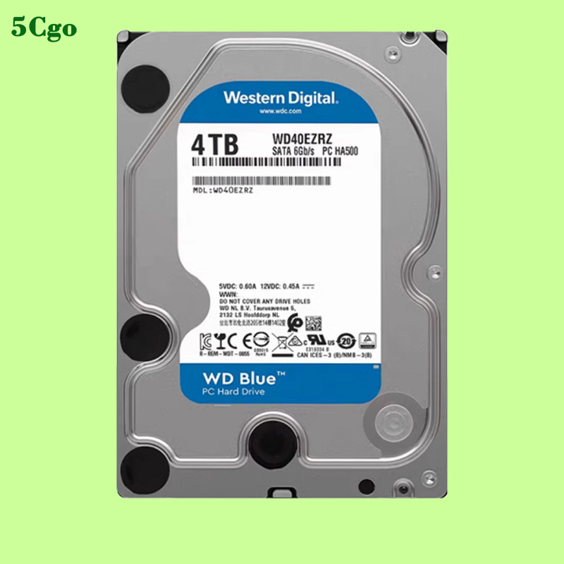 5Cgo.【含稅】WD/西部數據 WD40EZRZ 4TB 3.5寸桌上型電腦監控CMR/PMR垂直藍標5400轉64M