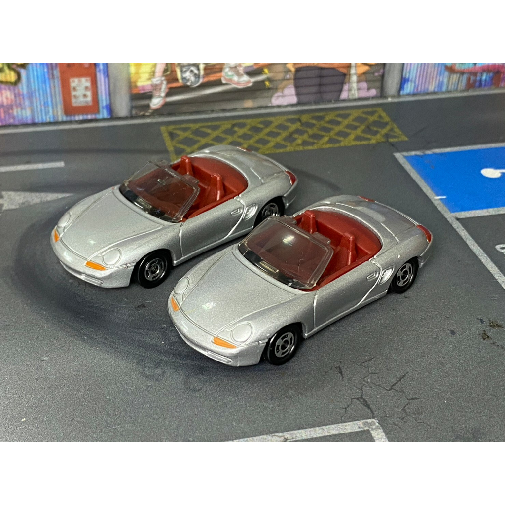 TOMICA-A08-無盒戰損-Porsche Boxster-敞篷銀