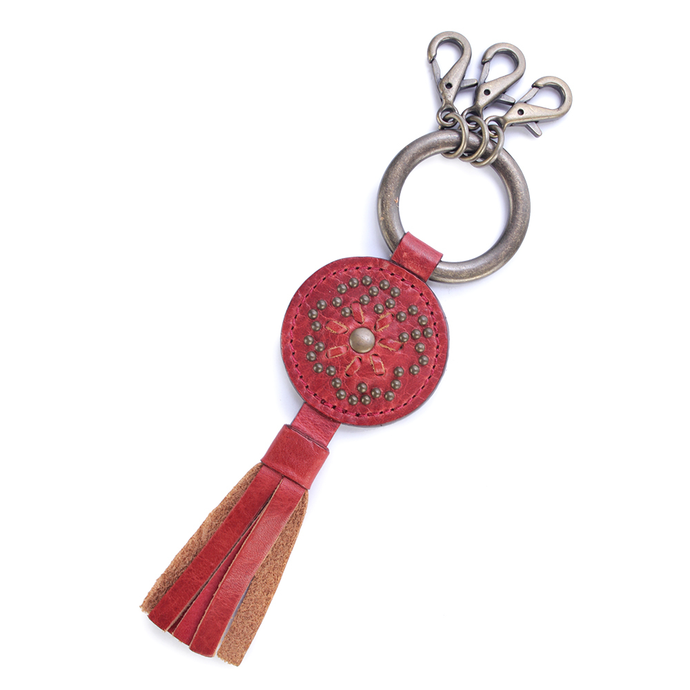KENZO民族風花飾鑰匙鎖圈吊飾(紅色)910745