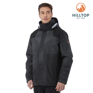 【hilltop山頂鳥】 gore-tex 單件式印花防水透氣短大衣（可銜接內件）男款 黑線條｜ph22xm07ecaz