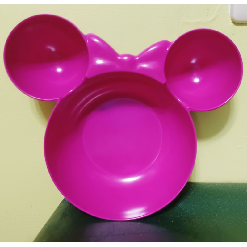 香港迪士尼米妮造型塑膠分格餐盤（粉紅色）